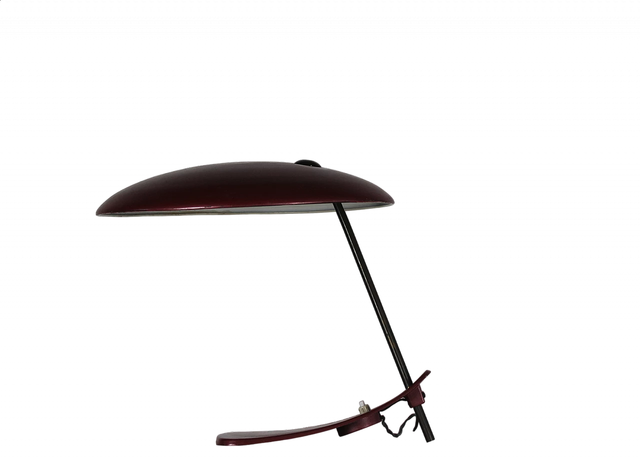 Red metal table lamp, 1950s 8