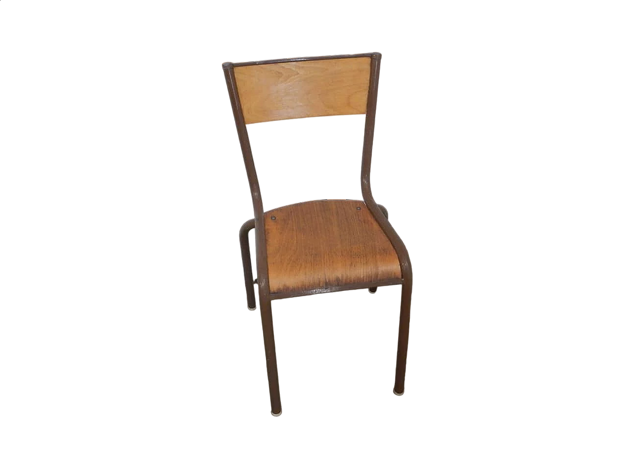 Iron chair with birch blockboard seat by Mullca, 1960s 7