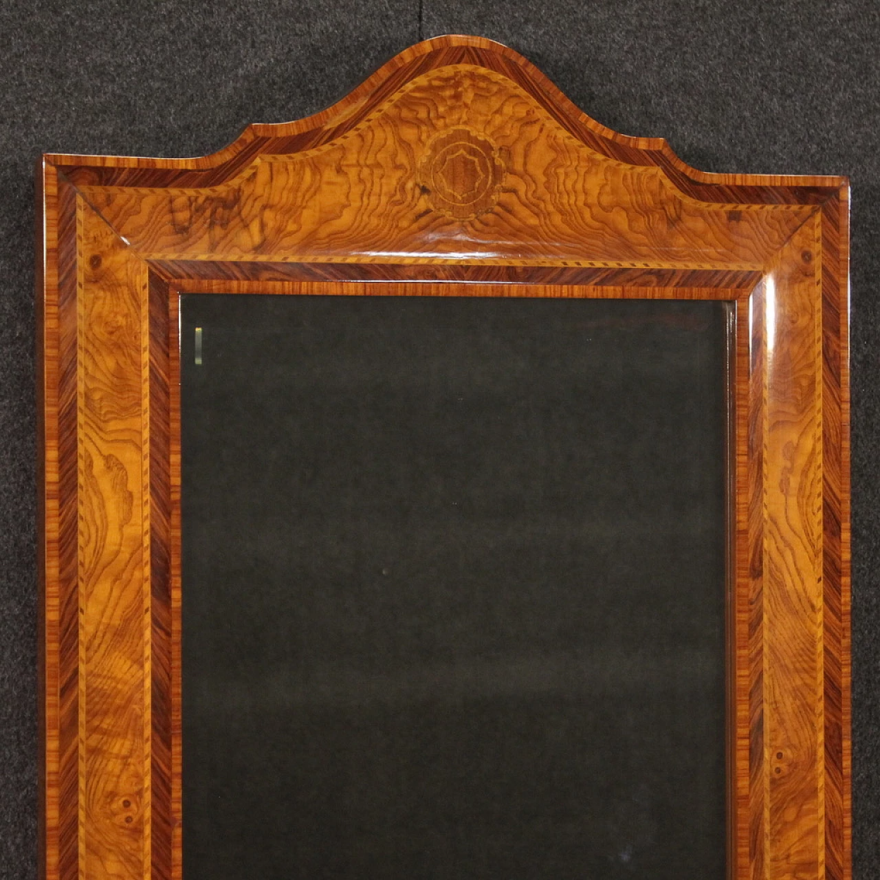 Specchio con cornice in legno impiallacciato, anni '70 2