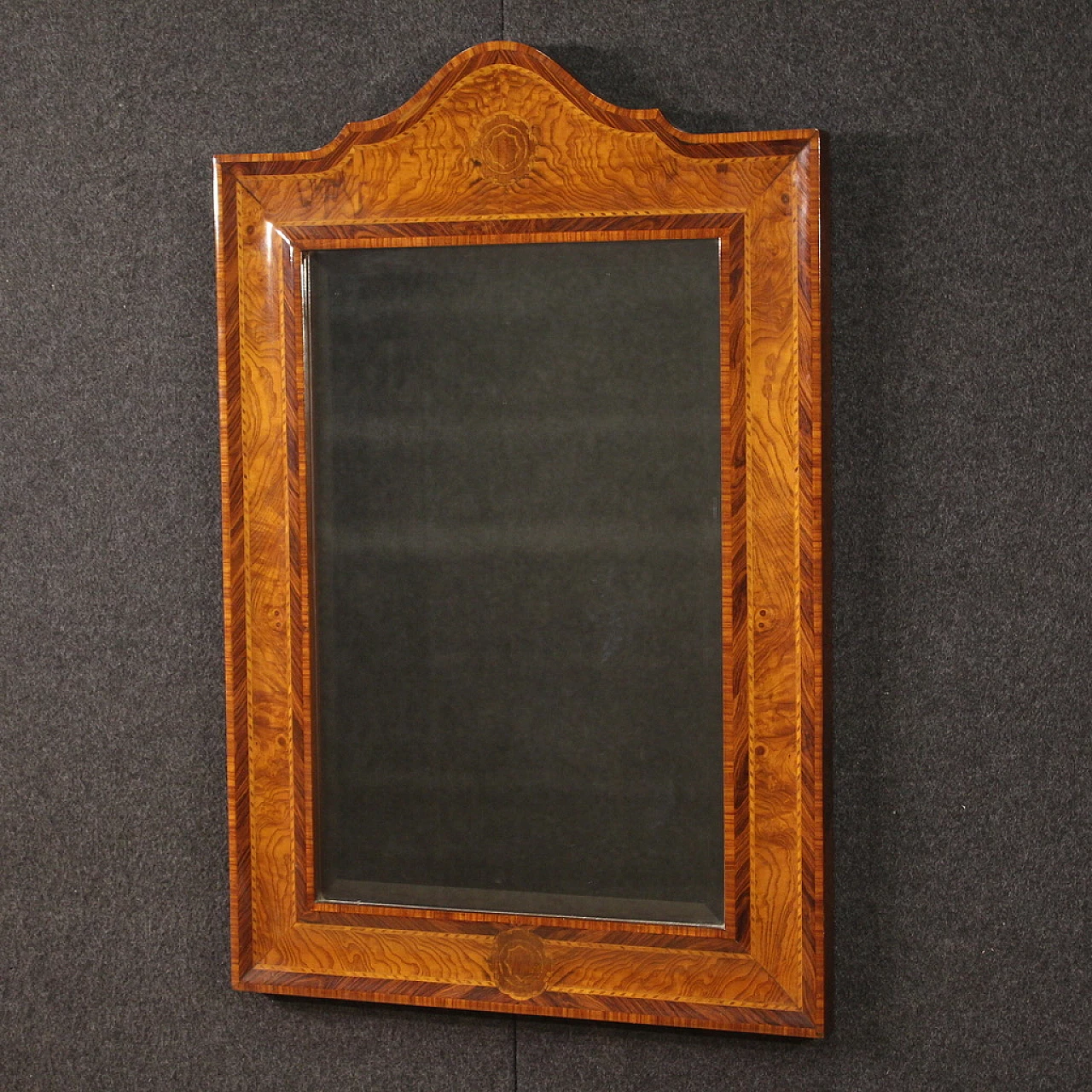 Specchio con cornice in legno impiallacciato, anni '70 3