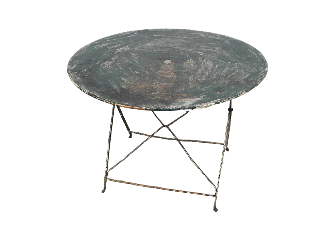 Round folding iron garden table, 1960s 11