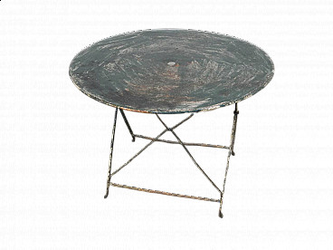 Round folding iron garden table, 1960s