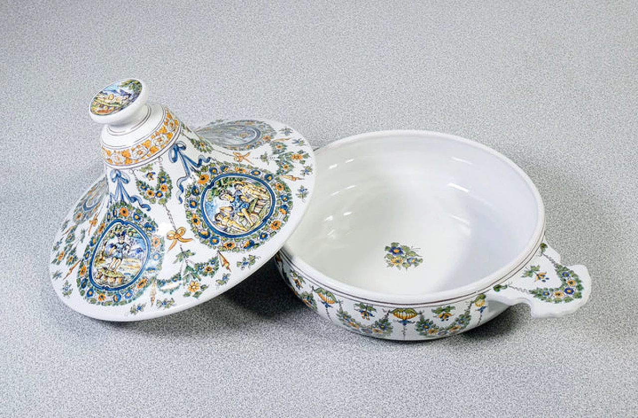 Painted ceramic bowl with lid by Meret a Moustiers 6