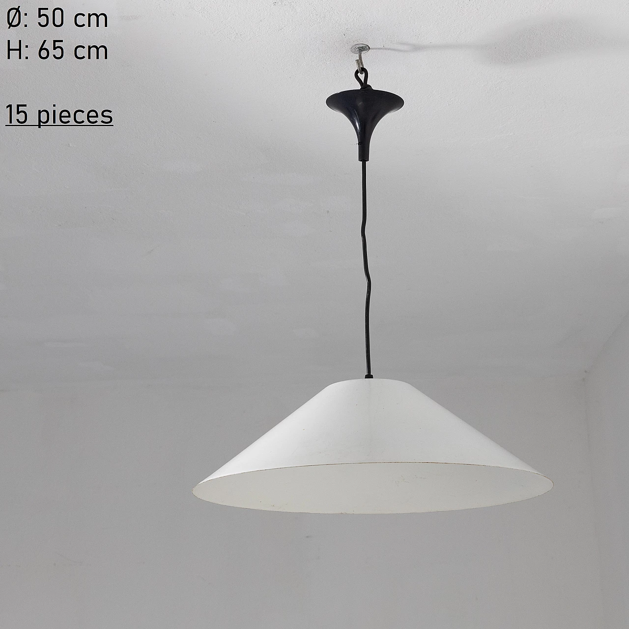 15 Lampade da soffitto in metallo bianco, anni '70 5