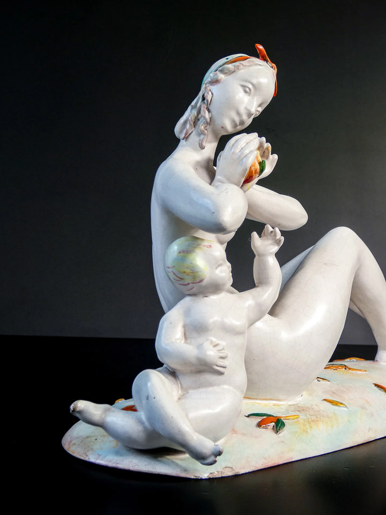 Eugenio Pattarino, female nude with child, ceramic sculpture, 1920s 11