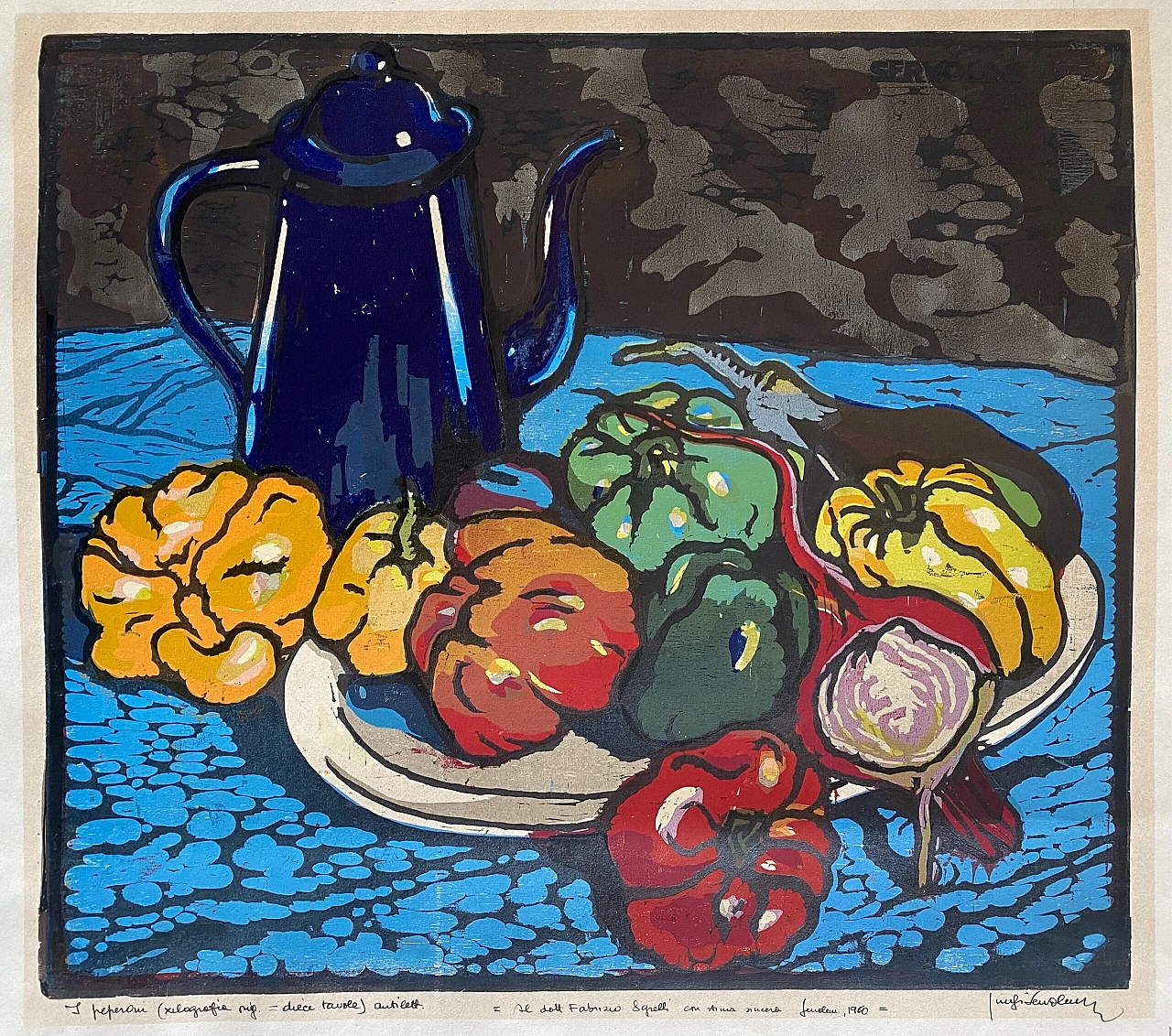 Luigi Servolini, The peppers, color xylograph, 1938 1