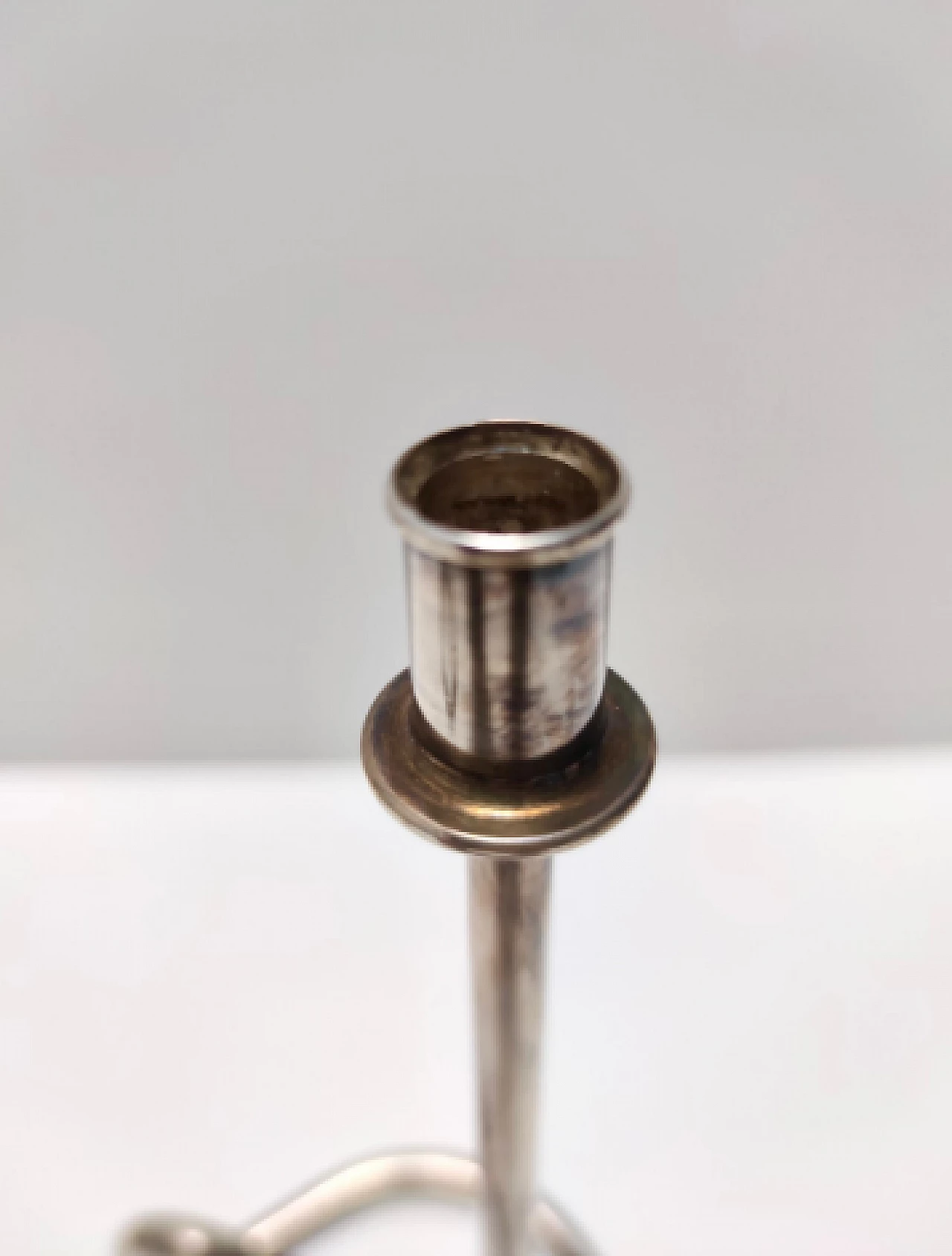 Pair of silver plated metal candle holders by PM Italy, 1990s 7