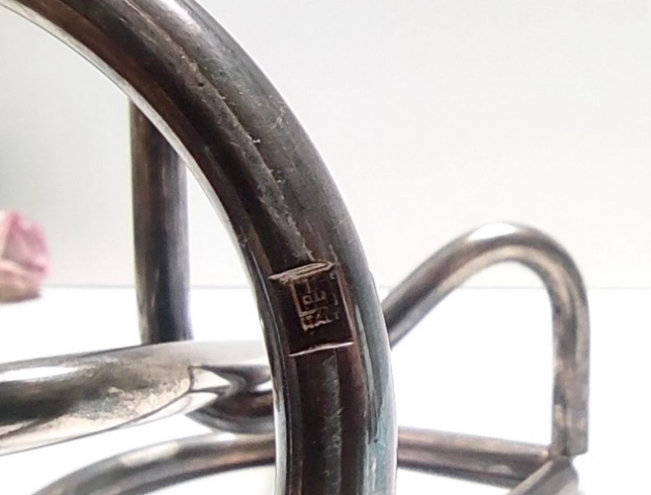 Pair of silver plated metal candle holders by PM Italy, 1990s 9