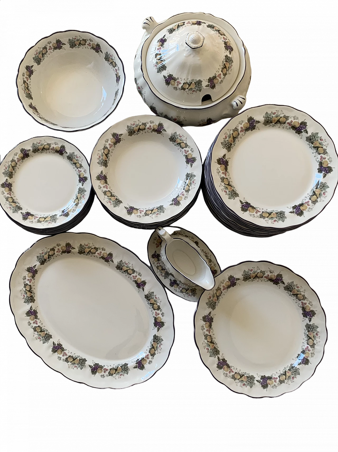 Royal Doulton porcelain plates set with floral decoration, 1990s 17
