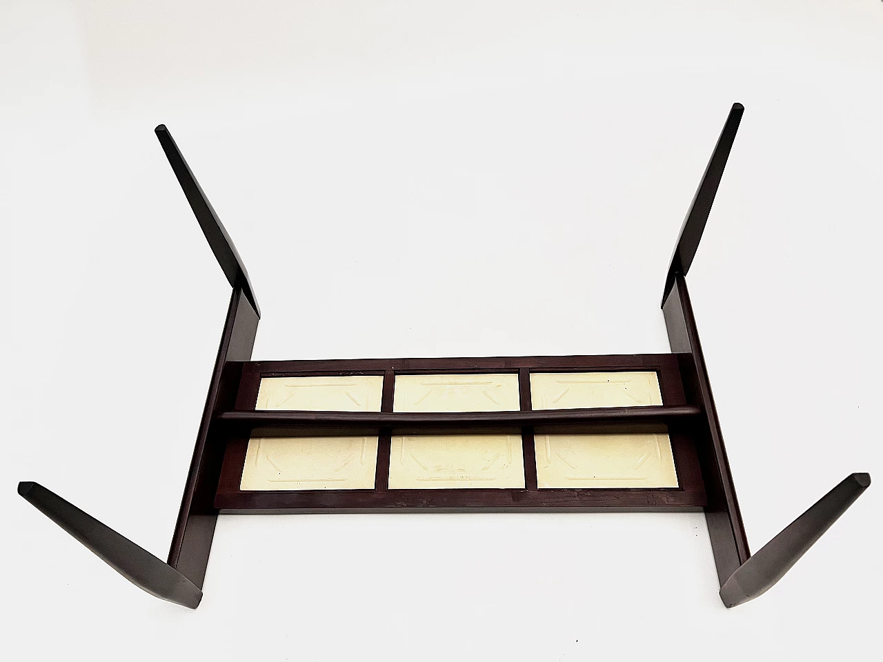 Table in stained wood with ceramic tiles and glass top, 1950s 6