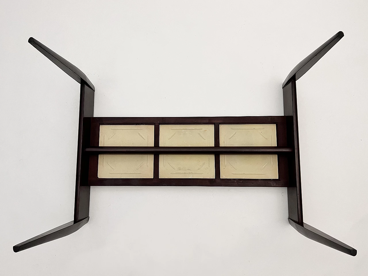 Table in stained wood with ceramic tiles and glass top, 1950s 15