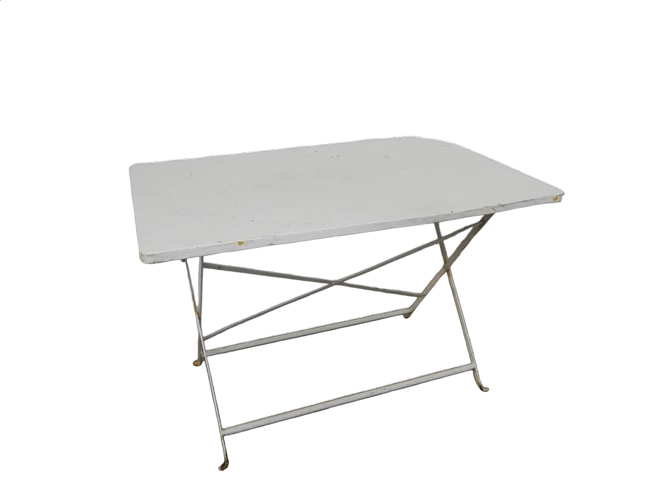 Rectangular folding white iron garden table, 1980s 10