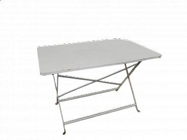Rectangular folding white iron garden table, 1980s