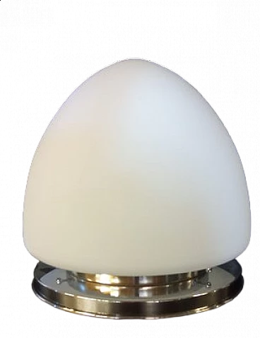 Lampada da tavolo in metallo e vetro di Murano, anni '80