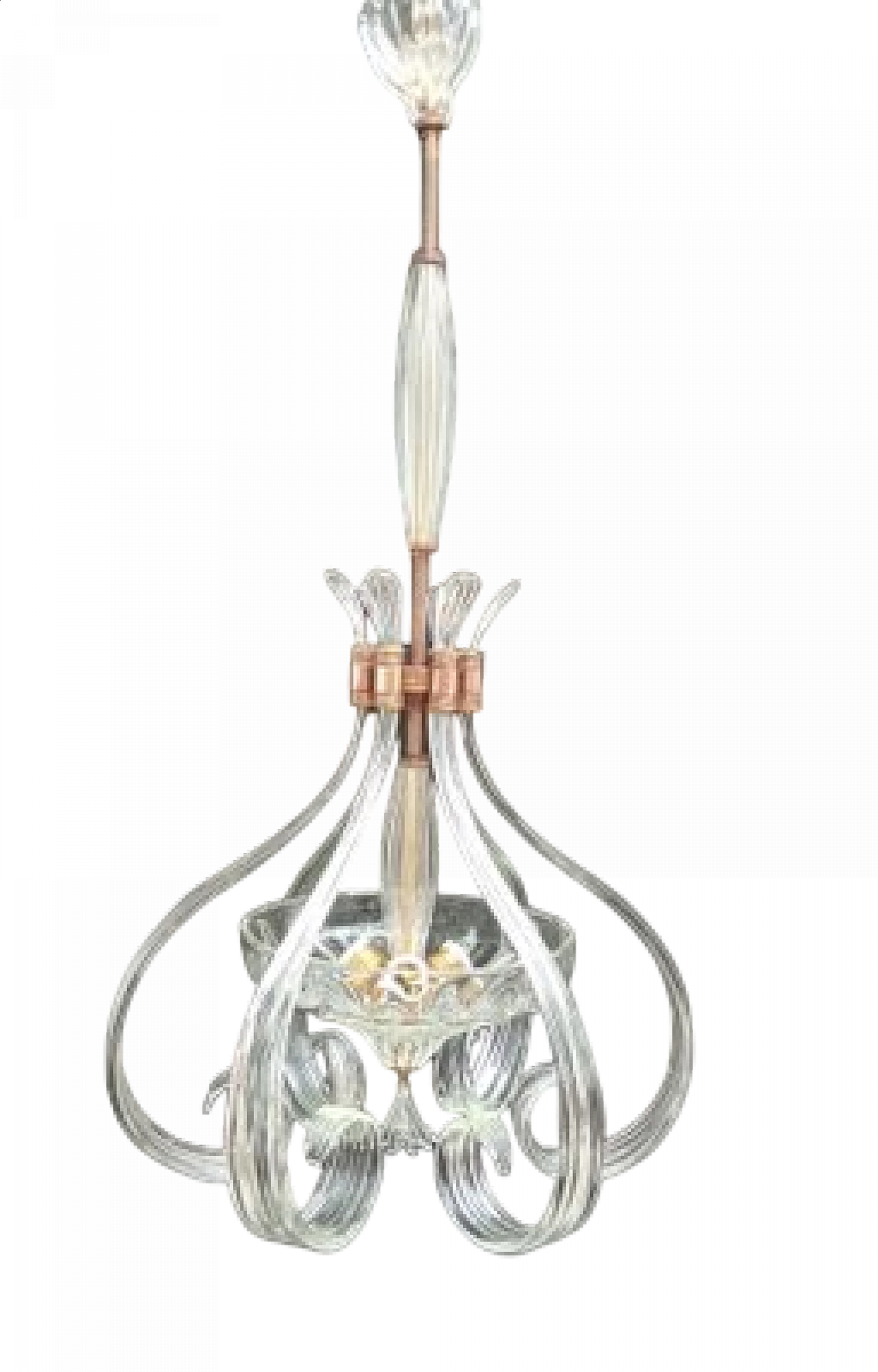 Murano glass and brass chandelier by Barovier & Toso, 1960s 16