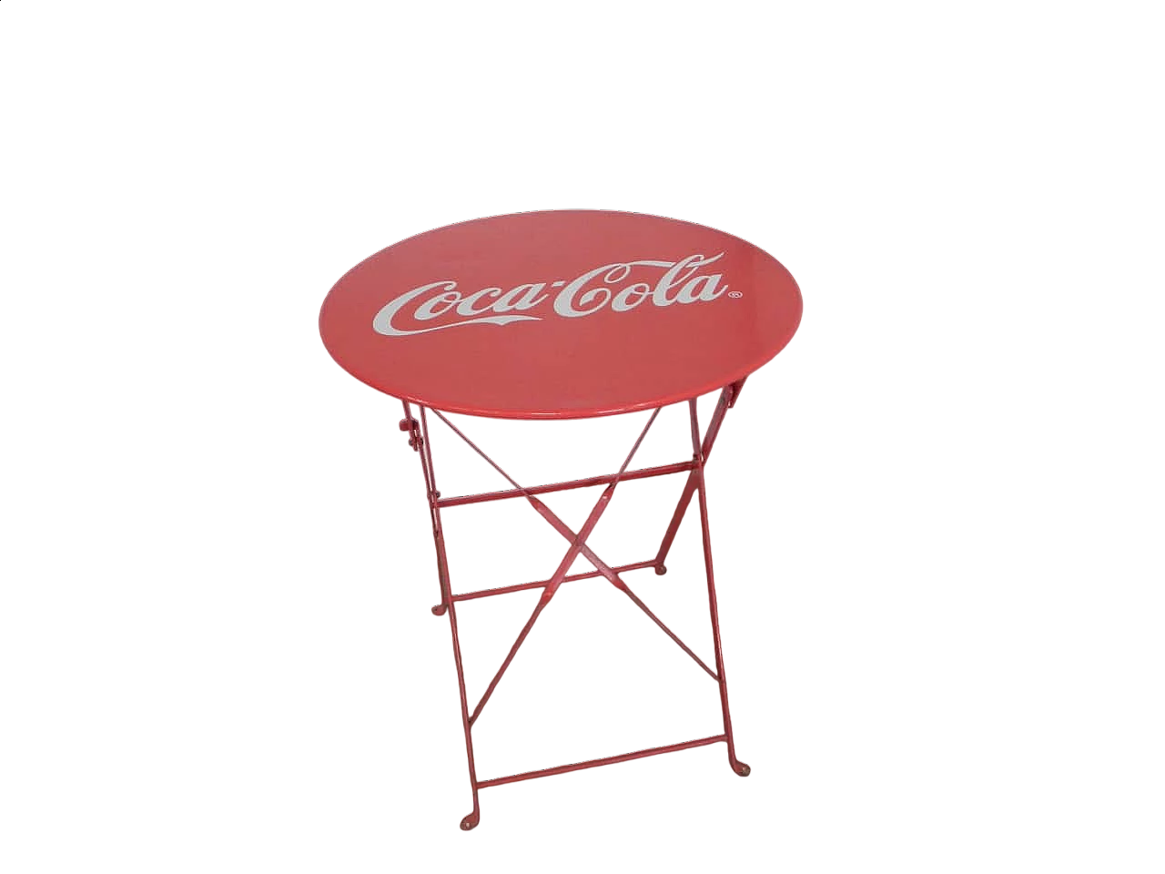 Tavolo da giardino rotondo Coca Cola in ferro, anni '70 11