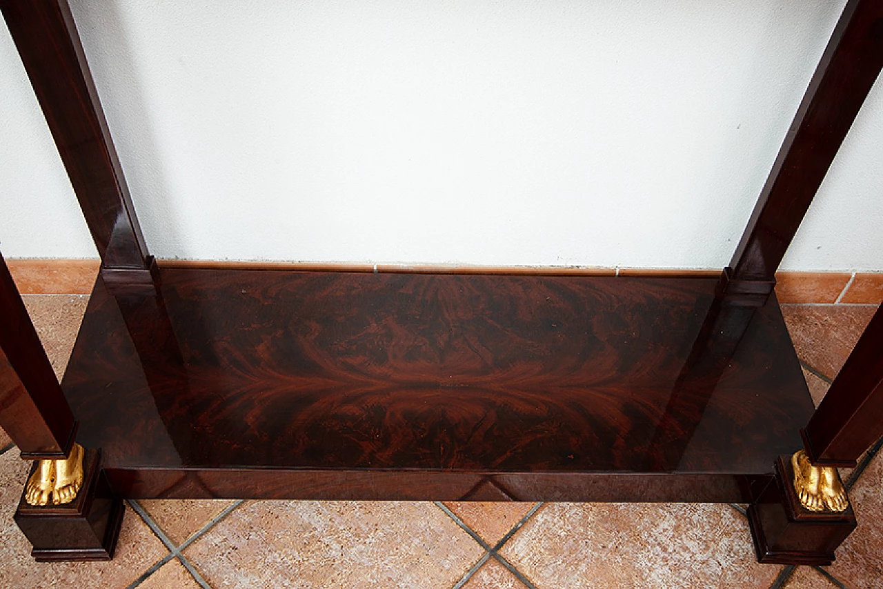Empire mahogany feather console table with marble top, early 19th century 6