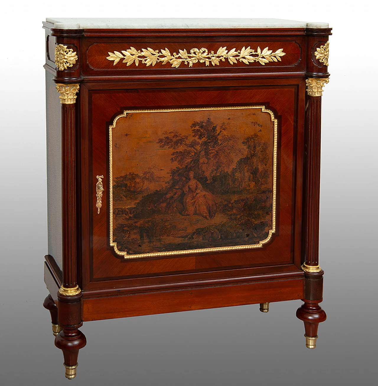 Napoleon III sideboard in Vernis Martin style painted wood, 19th century 1
