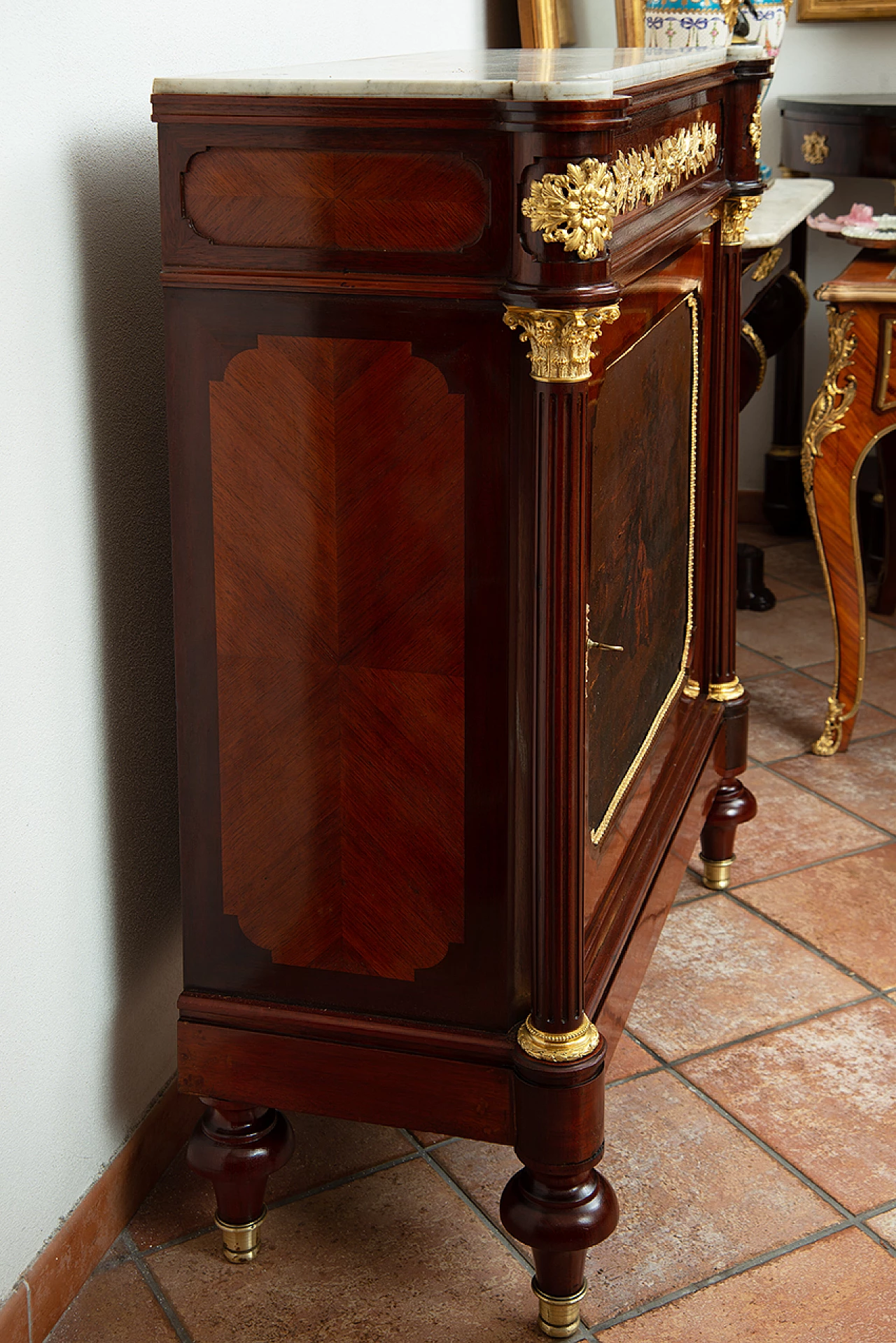 Napoleon III sideboard in Vernis Martin style painted wood, 19th century 5