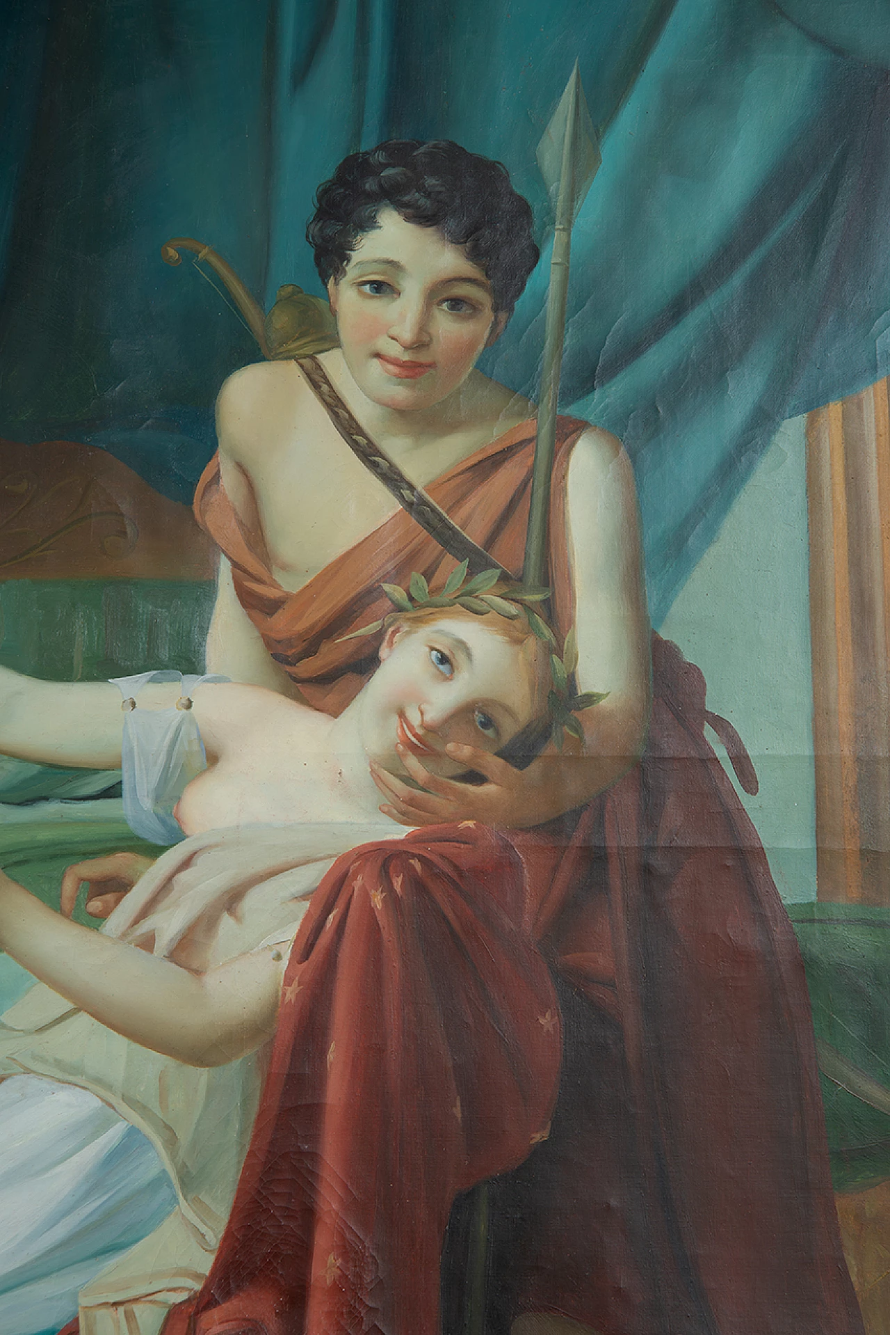 Scena Neoclassica con figure, dipinto a olio su tela, inizio '900 2