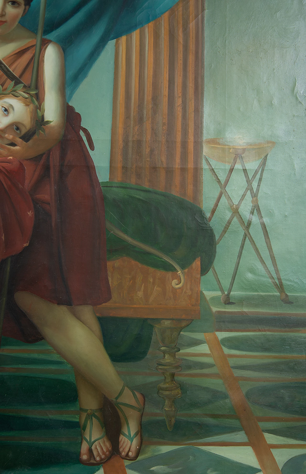 Scena Neoclassica con figure, dipinto a olio su tela, inizio '900 4