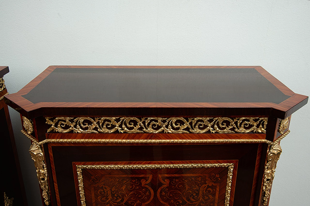 Pair of Napoleon III sideboards with porcelain details, 19th century 3