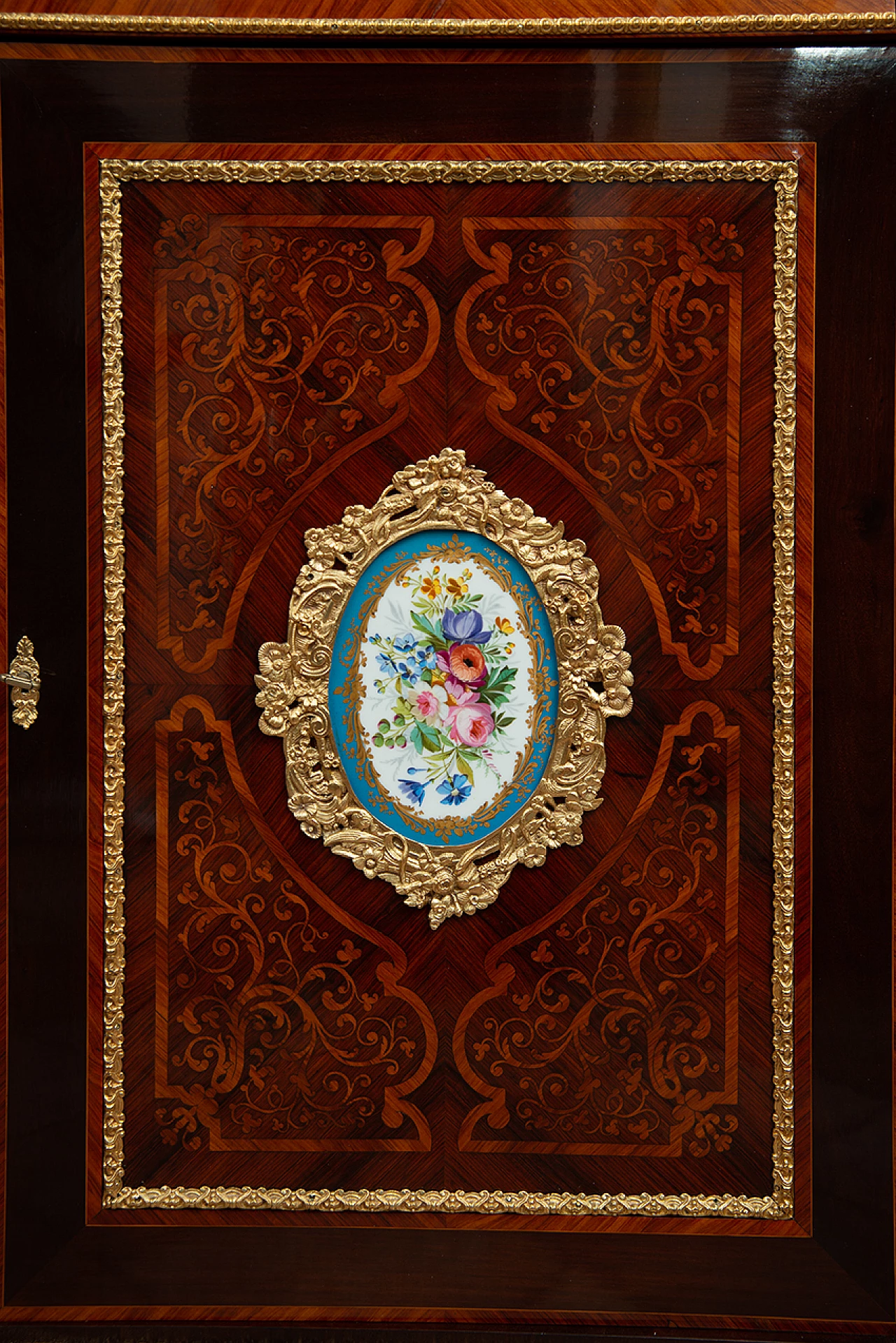Pair of Napoleon III sideboards with porcelain details, 19th century 4