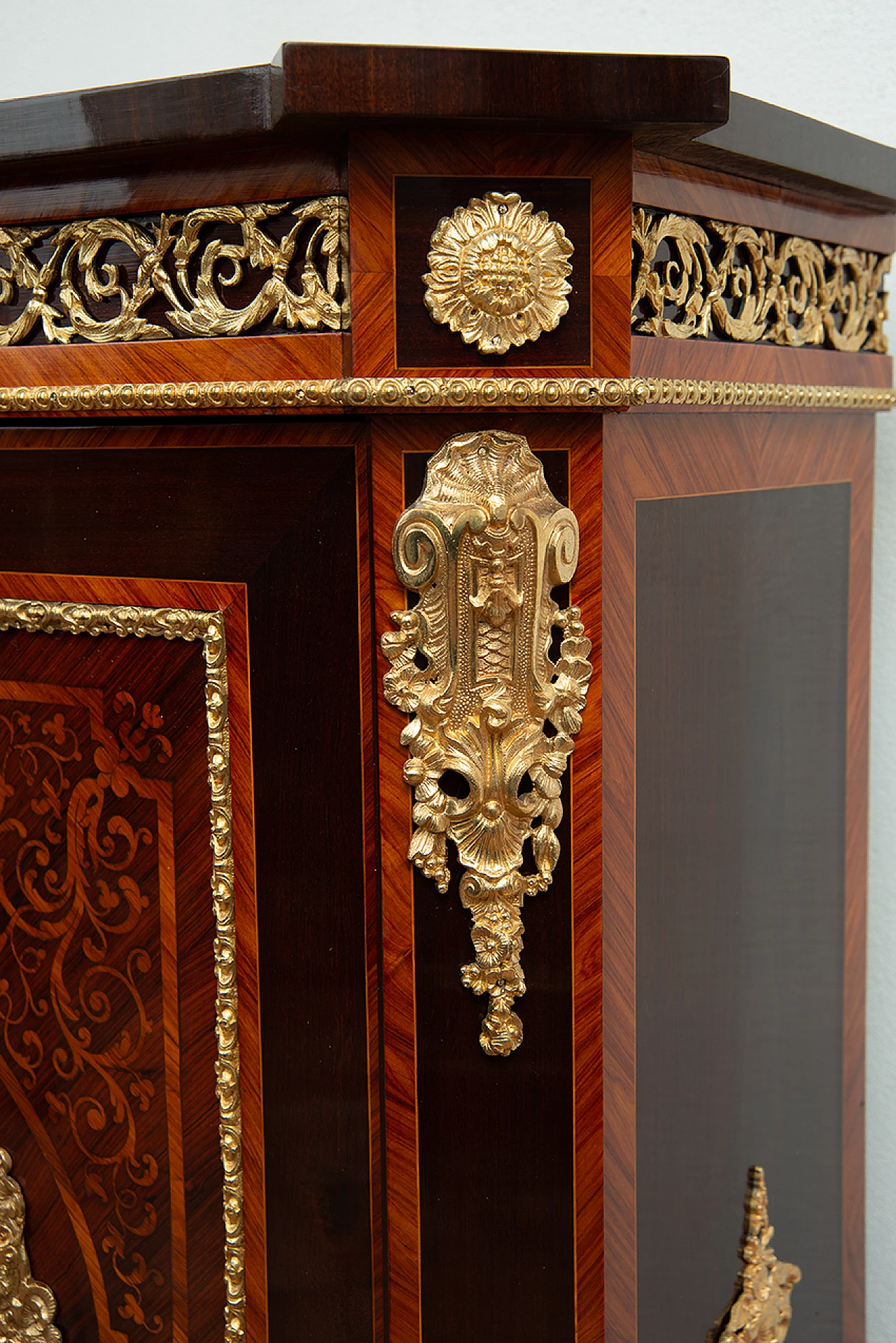 Pair of Napoleon III sideboards with porcelain details, 19th century 5
