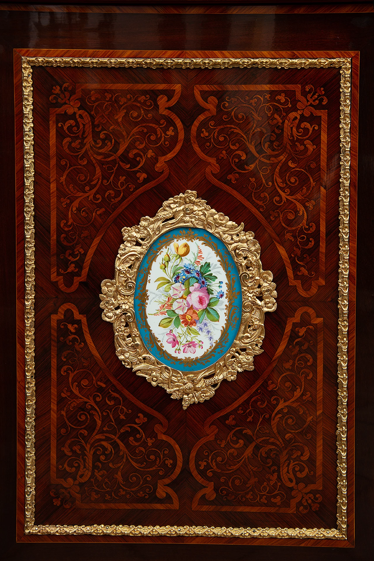 Pair of Napoleon III sideboards with porcelain details, 19th century 6