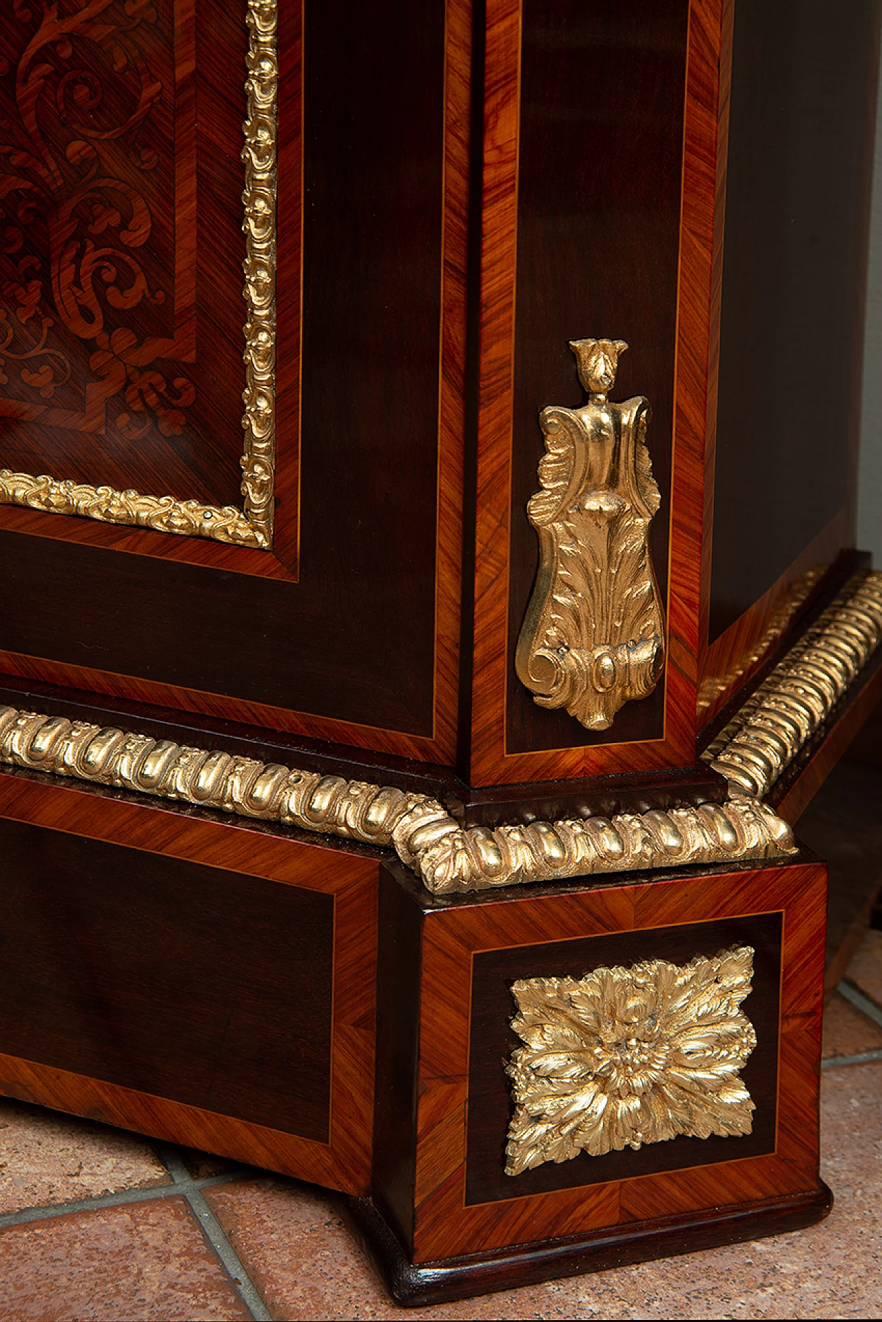 Pair of Napoleon III sideboards with porcelain details, 19th century 7