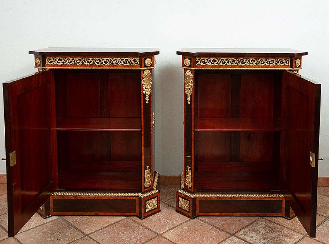 Pair of Napoleon III sideboards with porcelain details, 19th century 8
