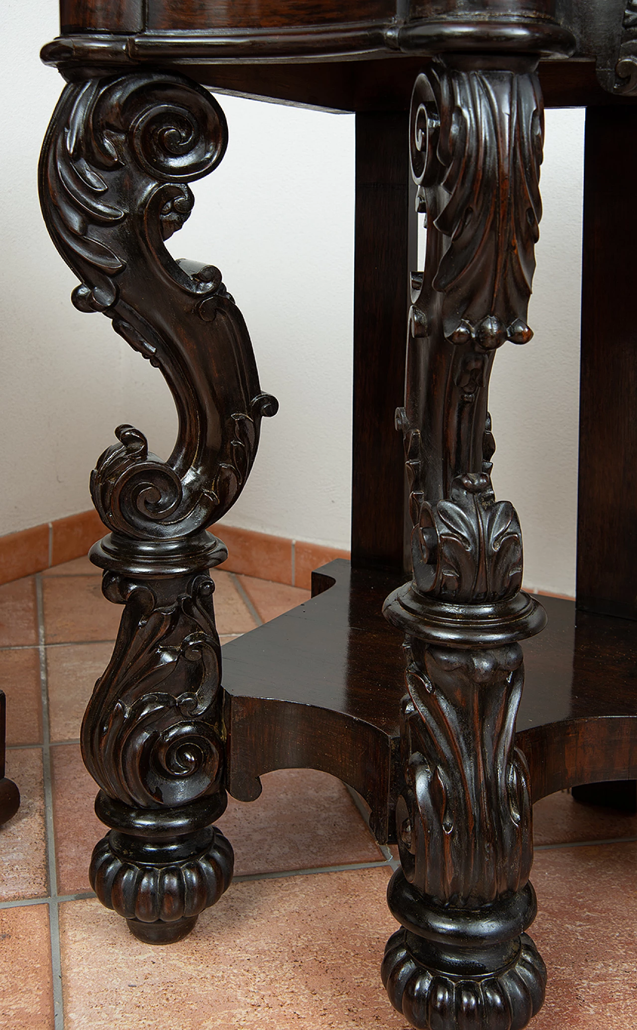 Consolle napoletana Luigi Filippo in legno con piano in marmo, '800 5