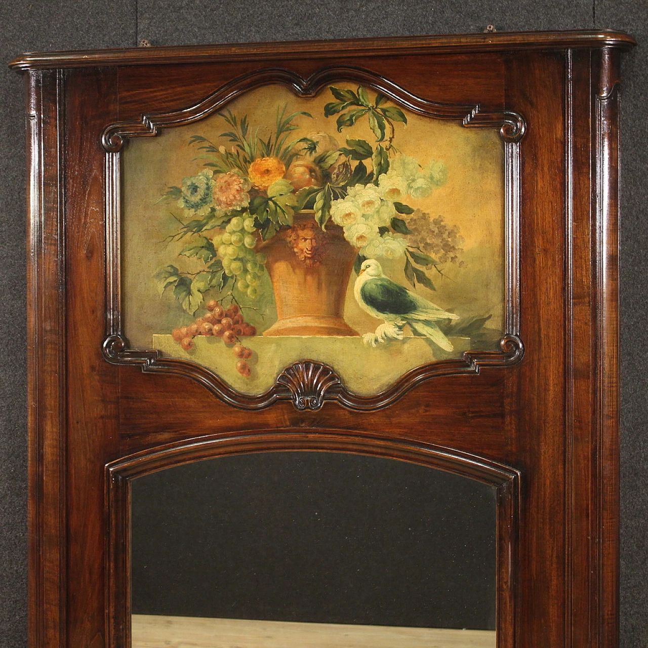 Beech and walnut mantelpiece with mirror, 1940s 2