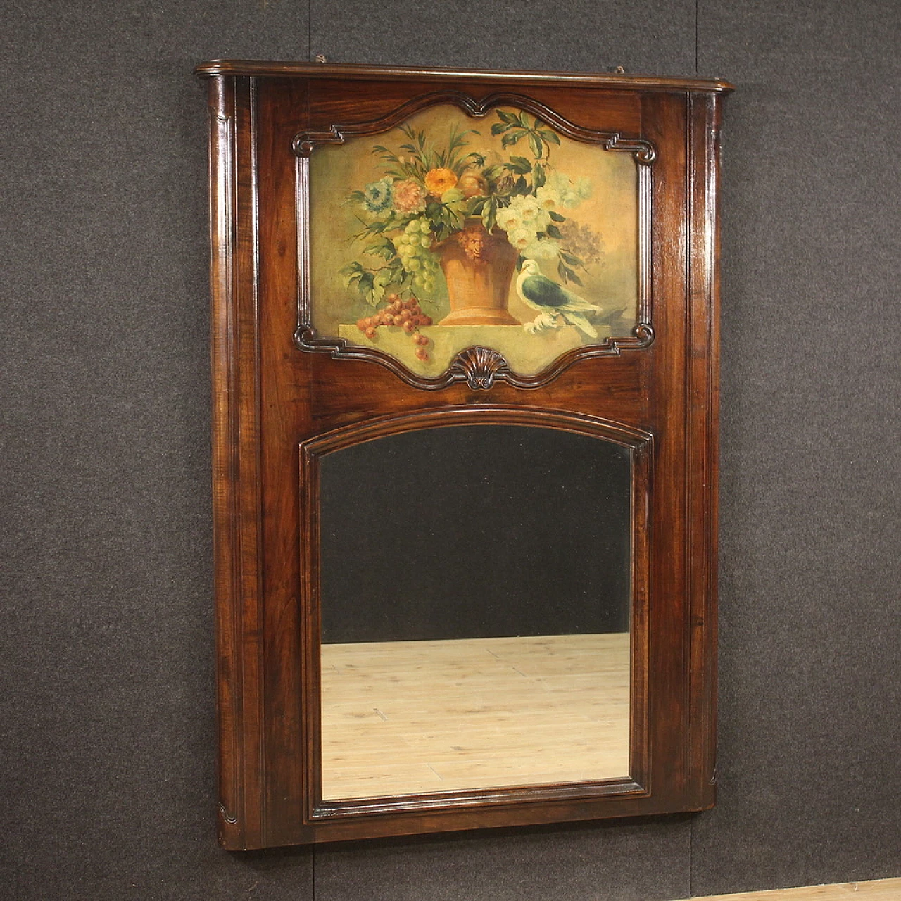 Beech and walnut mantelpiece with mirror, 1940s 10