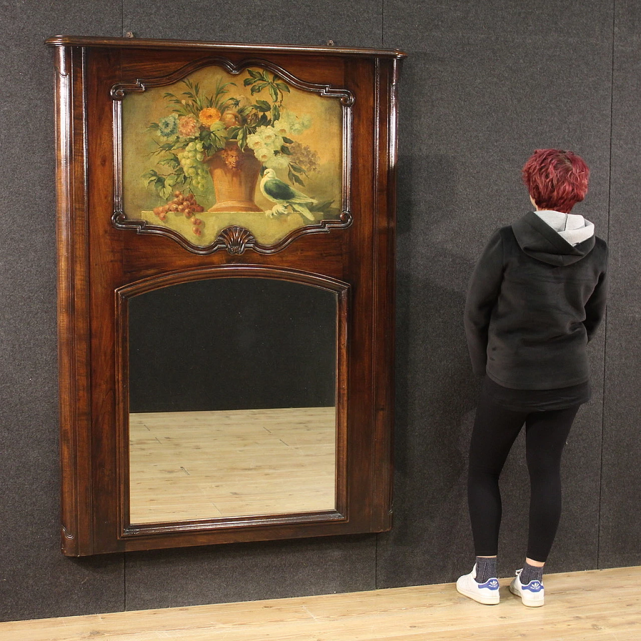 Beech and walnut mantelpiece with mirror, 1940s 12