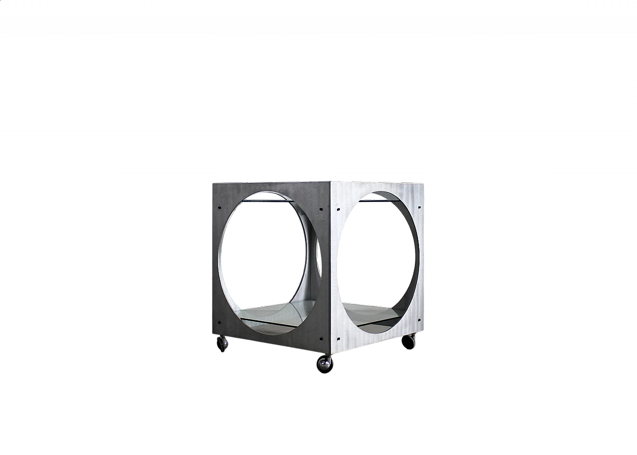 Cubic metal and glass bar cart by Lorenzo Burchiellaro, 1970s 6