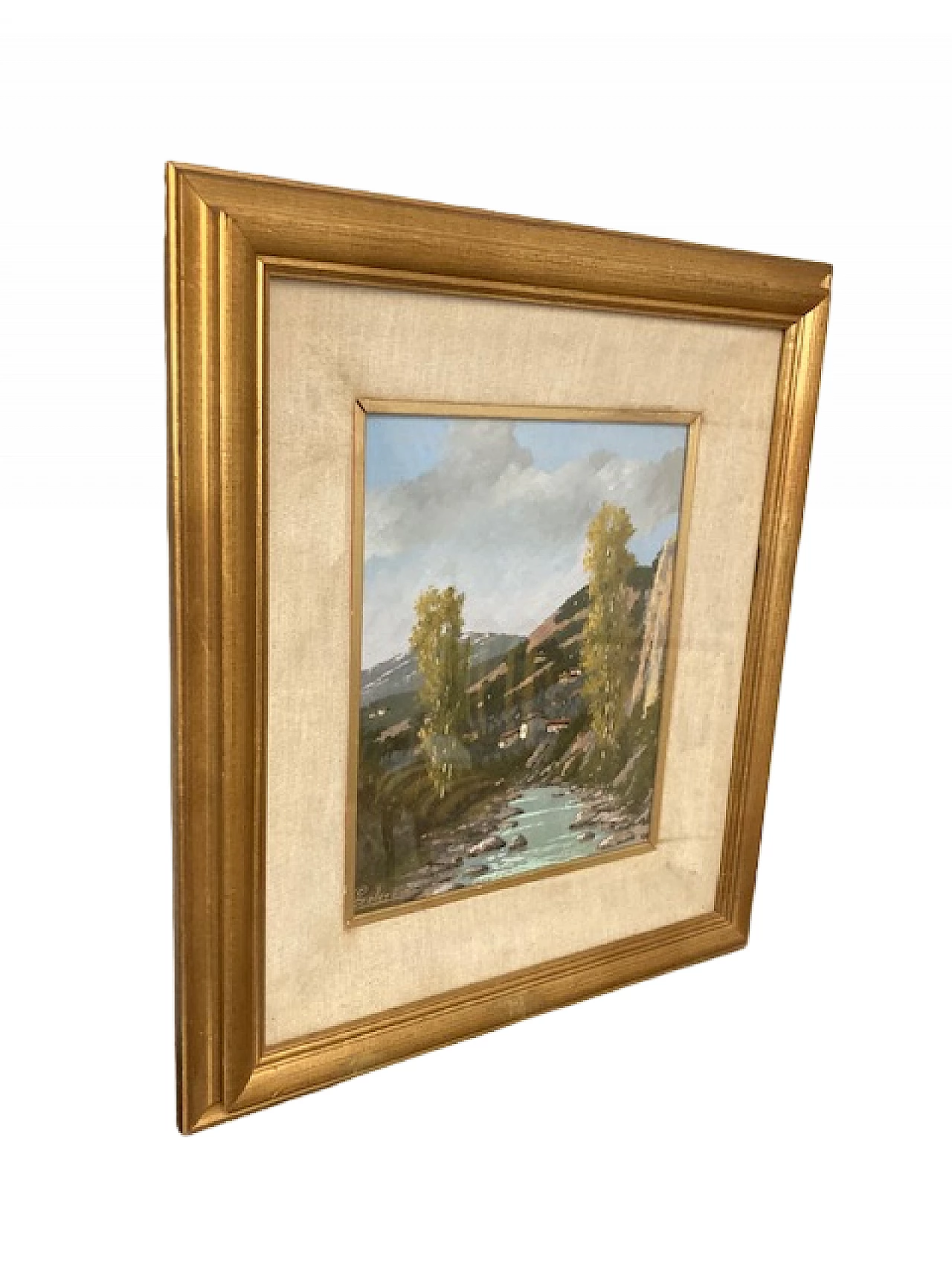 Giacomo Delcroix, landscape, oil painting on faesite, 1950s 10