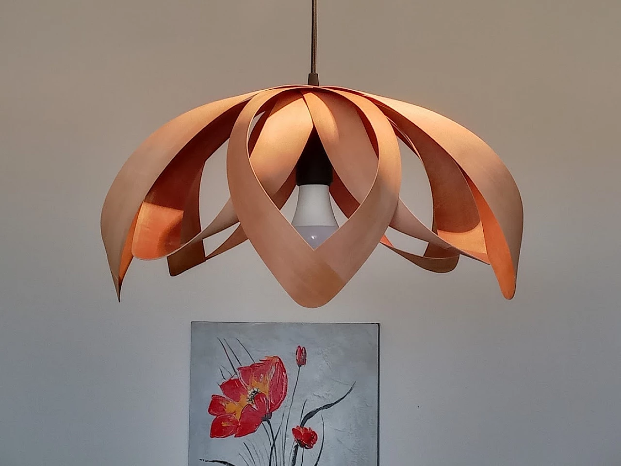 Wood veneer chandelier, 2000s 2