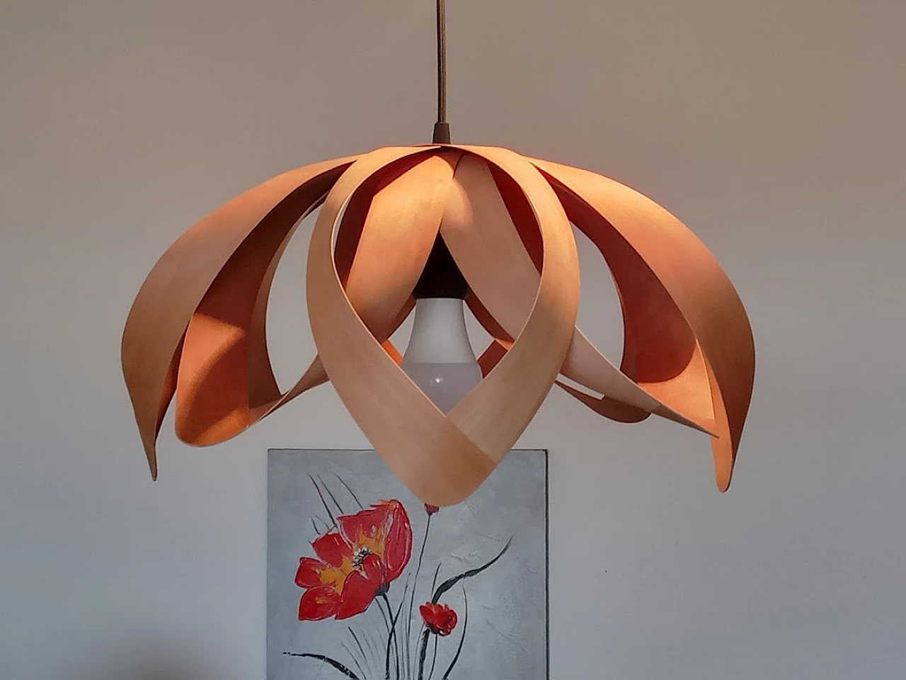 Wood veneer chandelier, 2000s 4