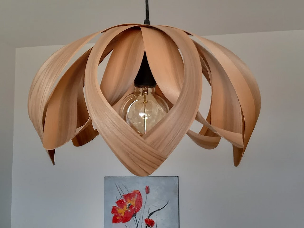 Wood veneer pendant lamp, 2000s 4