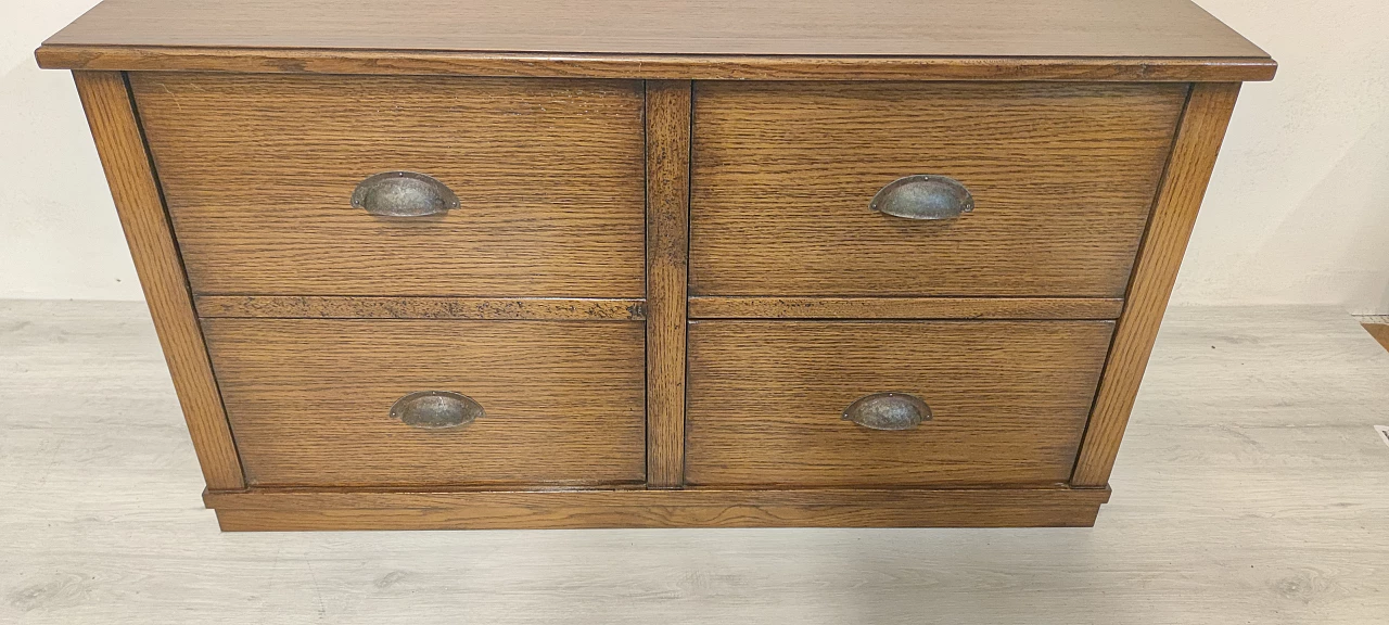 Chest of drawers in oak wood with metal handles, 1930s 1
