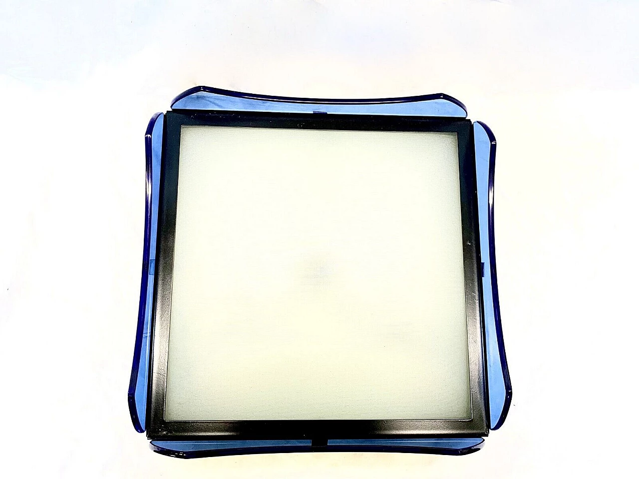 Plafoniera in metallo e vetro blu e trasparente di Veca, anni '70 3