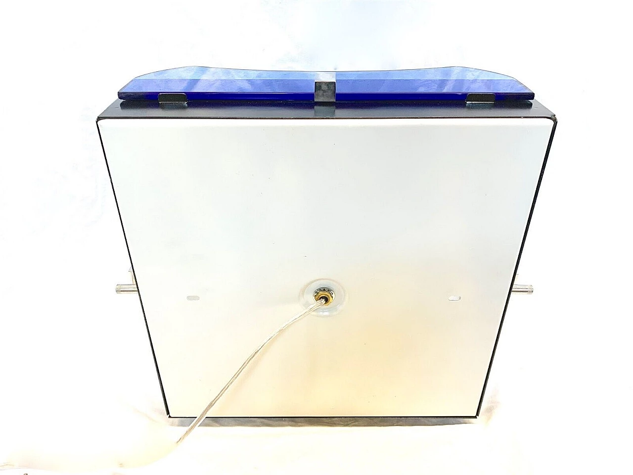 Plafoniera in metallo e vetro blu e trasparente di Veca, anni '70 5