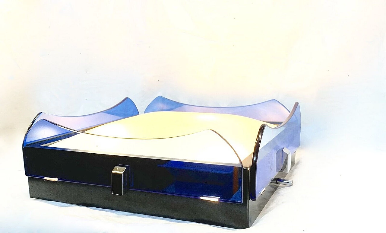 Plafoniera in metallo e vetro blu e trasparente di Veca, anni '70 6