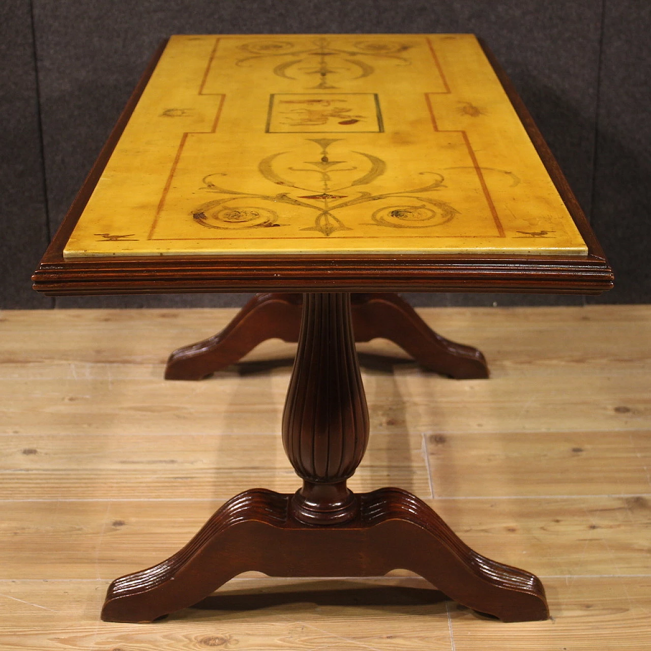 Small table with carved beech base and marble top, 1960s 5