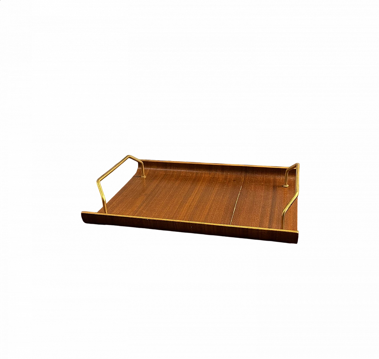 Teak and brass tray, 1960s 5