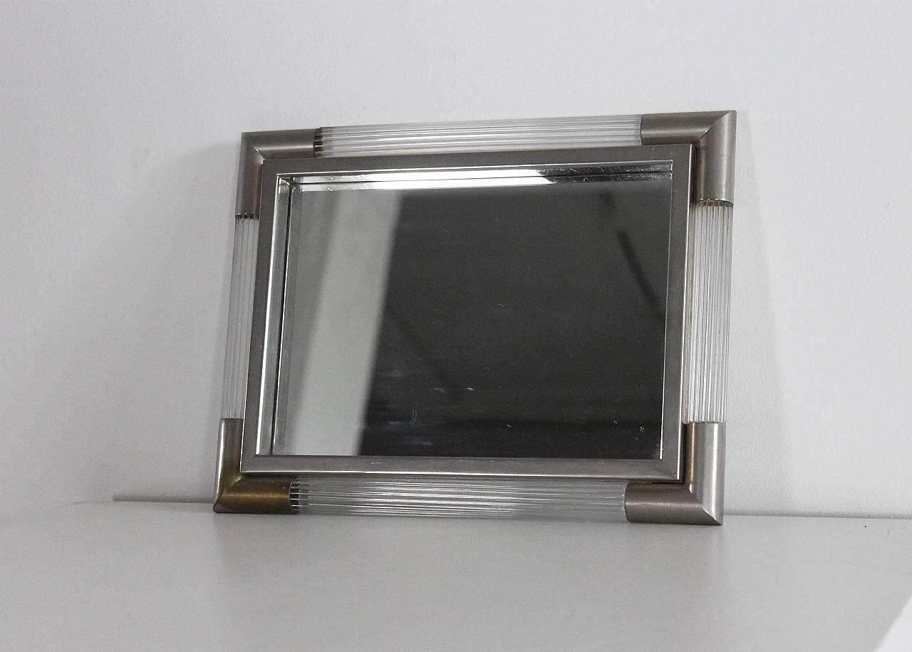 Rectangular silver tray with Murano glass frame by Tommaso Barbi, 1970s 2