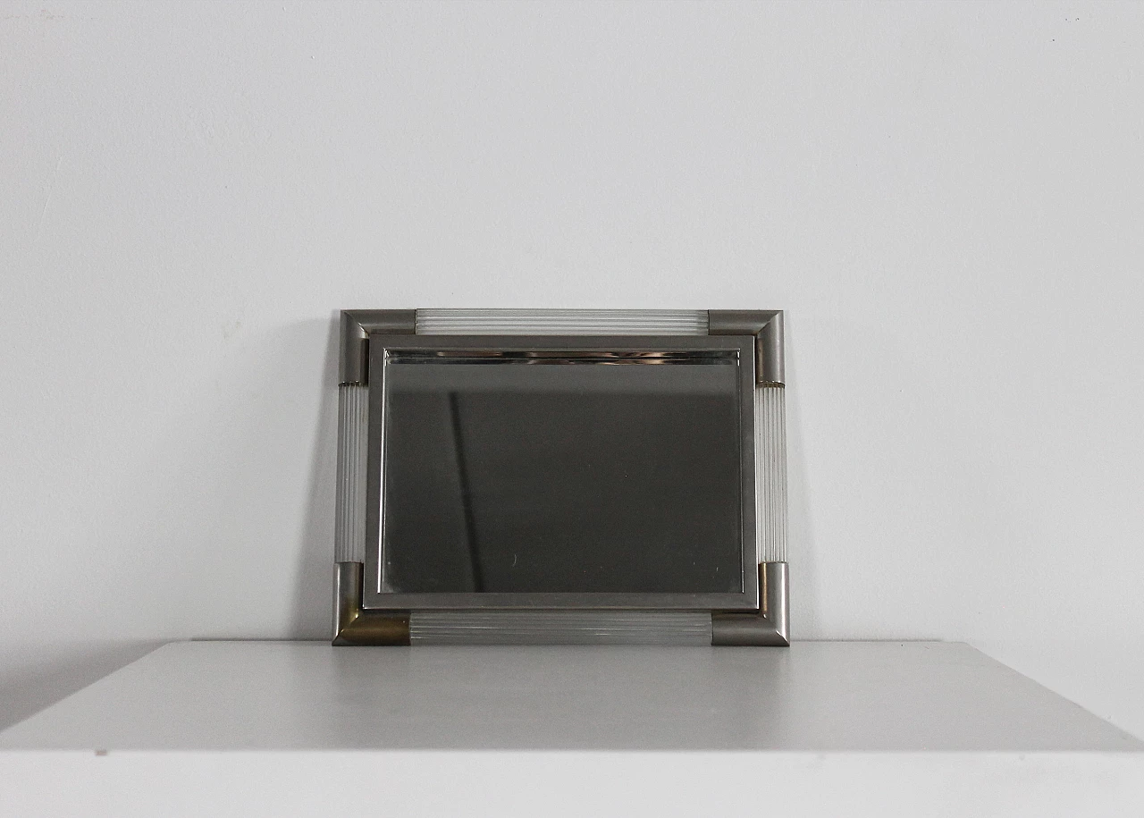 Rectangular silver tray with Murano glass frame by Tommaso Barbi, 1970s 5