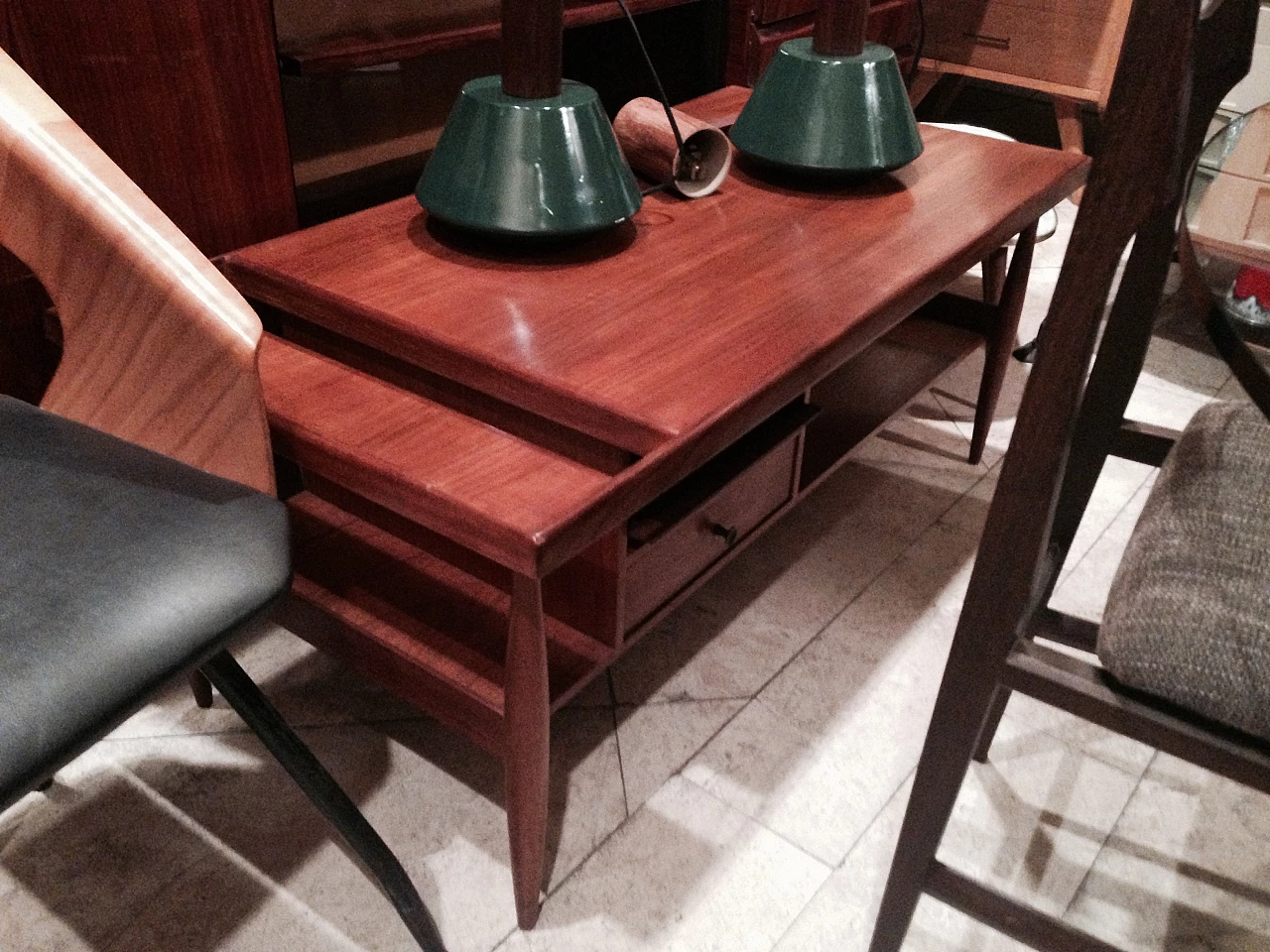 Wood coffee table with bar compartment, 1960s 1