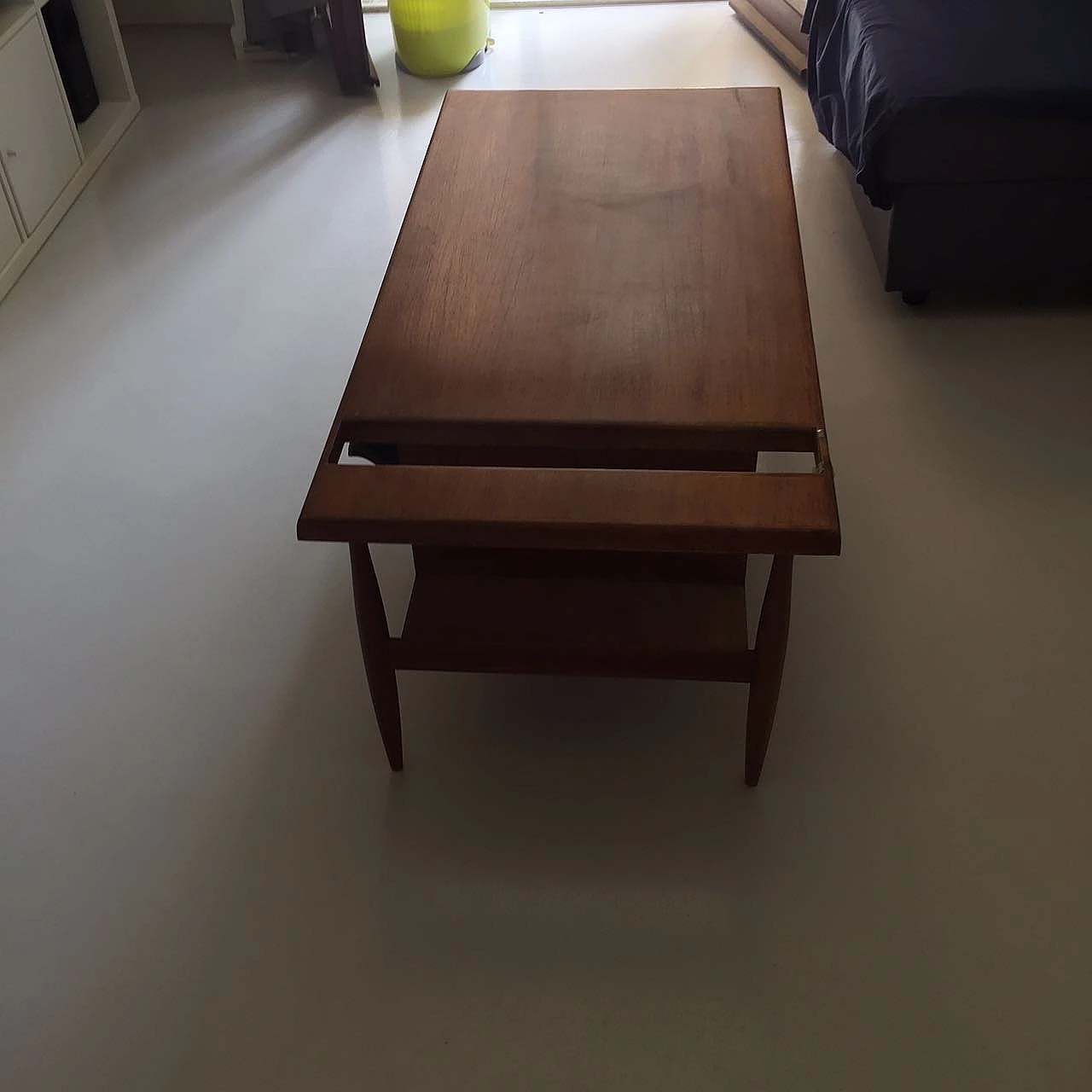 Wood coffee table with bar compartment, 1960s 2